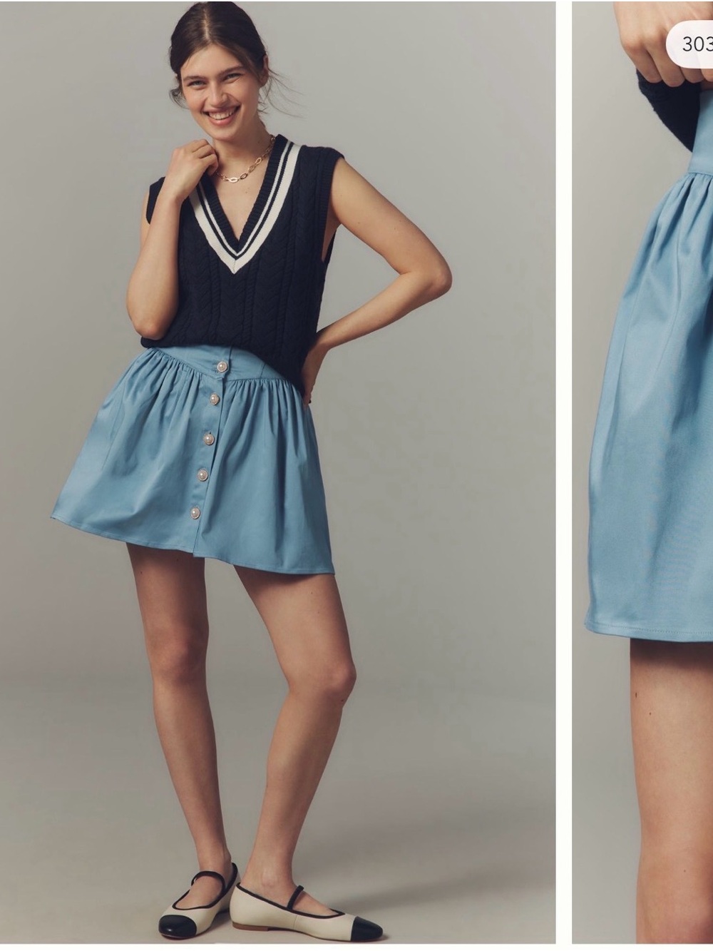 NWT Maeve Button Down Blue Mini Skirt